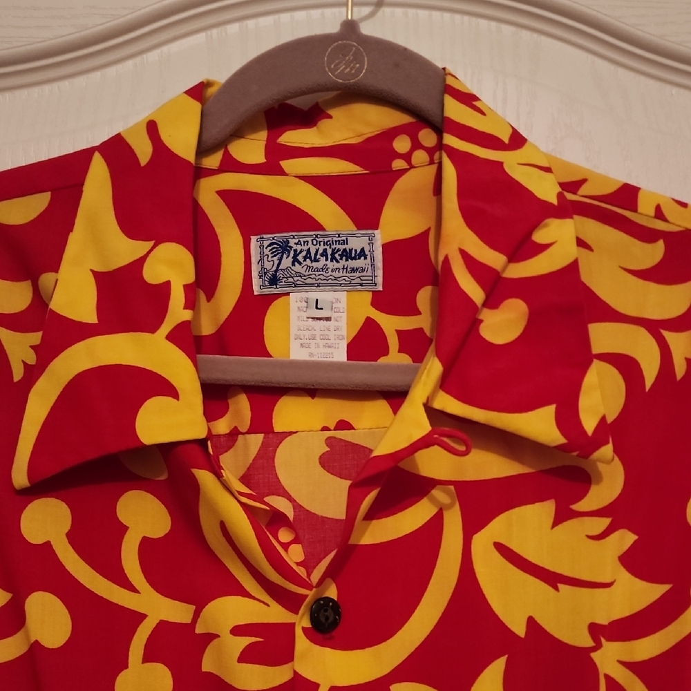 Authentic Hawaii Kalakaua Red and Yellow Hawaiian Shirt